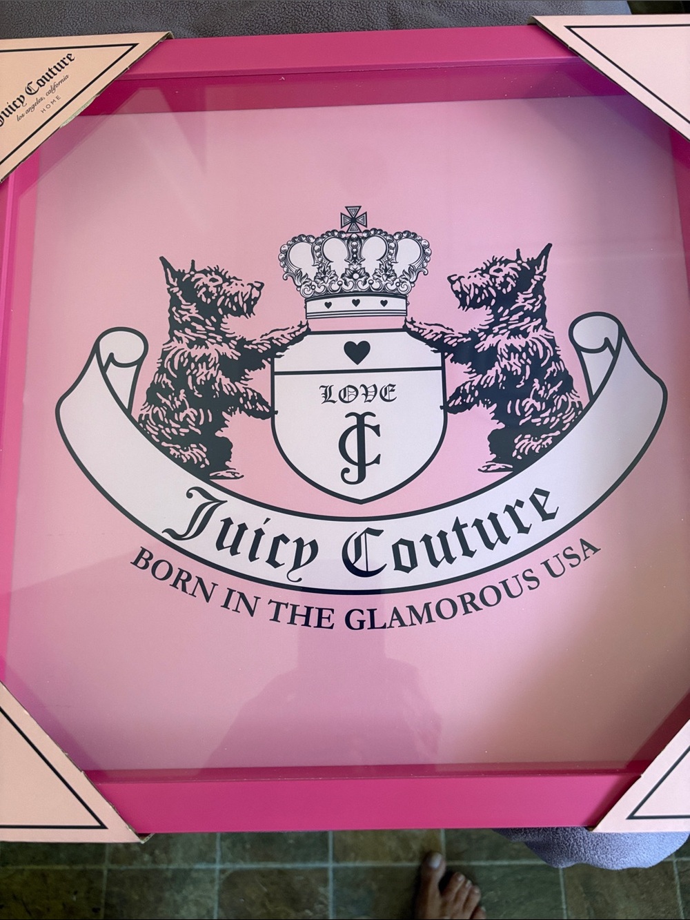 NEW Juicy Couture Pink Logo with Crest Design Wall Decor